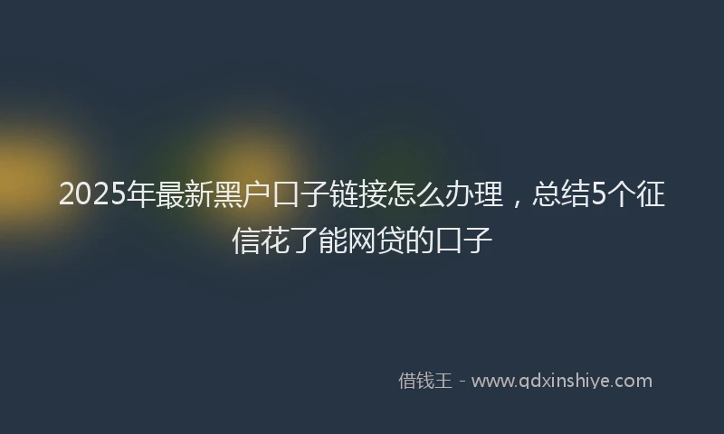 2025年最新黑户口子链接怎么办理，总结5个征信花了能网贷的口子