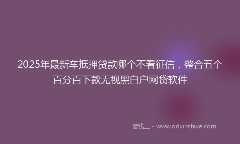 2025年最新车抵押贷款哪个不看征信，整合五个百分百下款无视黑白户网贷软件