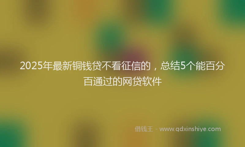 2025年最新铜钱贷不看征信的，总结5个能百分百通过的网贷软件
