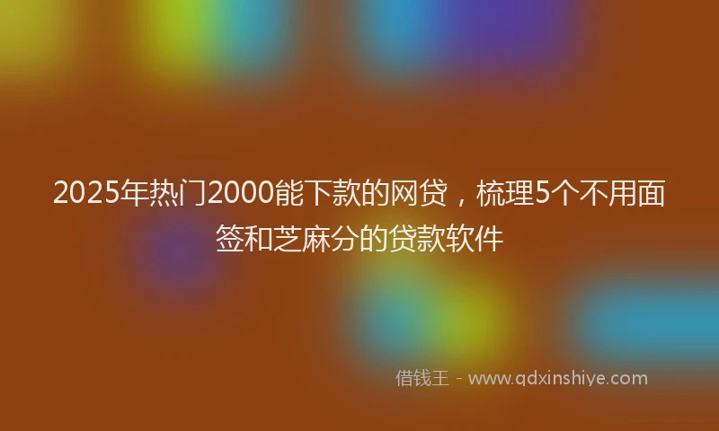 2025年热门2000能下款的网贷，梳理5个不用面签和芝麻分的贷款软件