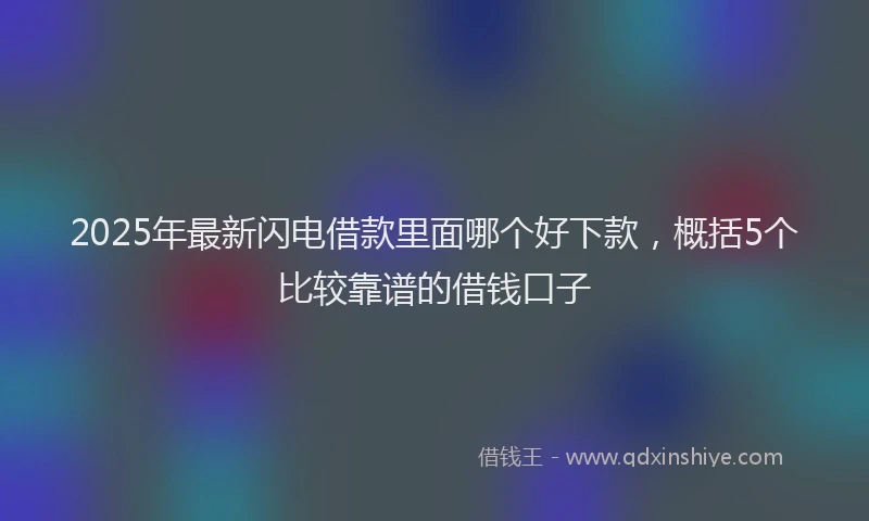 2025年最新闪电借款里面哪个好下款，概括5个比较靠谱的借钱口子