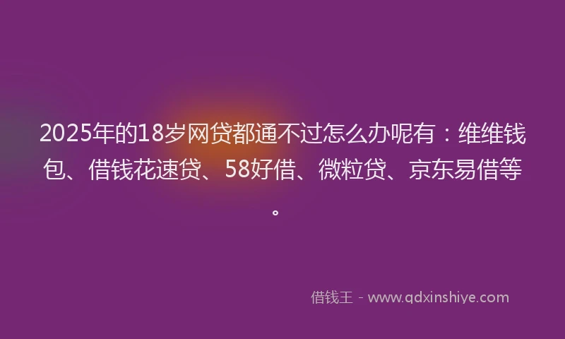 2025年的18岁网贷都通不过怎么办呢有：维维钱包、借钱花速贷、58好借、微粒贷、京东易借等。
