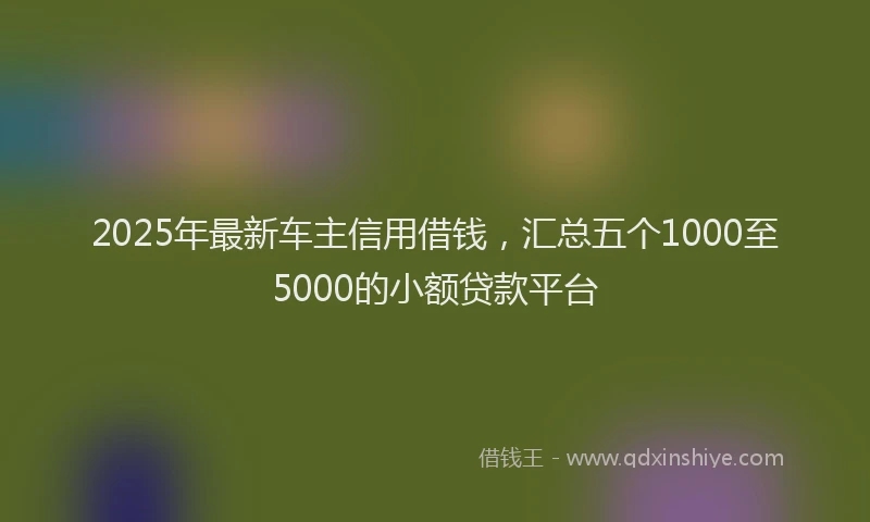 2025年最新车主信用借钱，汇总五个1000至5000的小额贷款平台