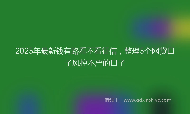 2025年最新钱有路看不看征信，整理5个网贷口子风控不严的口子