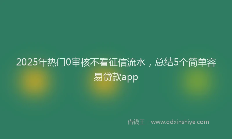 2025年热门0审核不看征信流水，总结5个简单容易贷款app