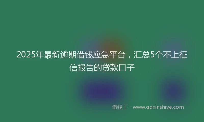 2025年最新逾期借钱应急平台，汇总5个不上征信报告的贷款口子