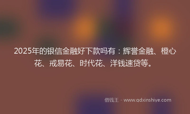 2025年的银信金融好下款吗有：辉誉金融、橙心花、戒易花、时代花、洋钱速贷等。