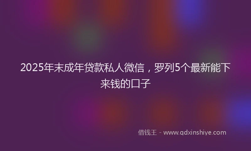 2025年末成年贷款私人微信，罗列5个最新能下来钱的口子