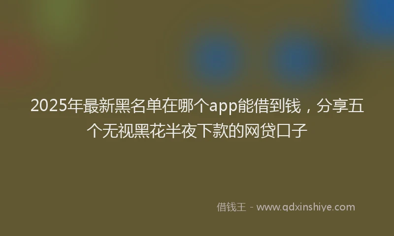 2025年最新黑名单在哪个app能借到钱，分享五个无视黑花半夜下款的网贷口子