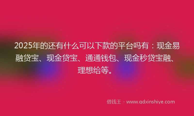 2025年的还有什么可以下款的平台吗有：现金易融贷宝、现金贷宝、通通钱包、现金秒贷宝融、理想给等。