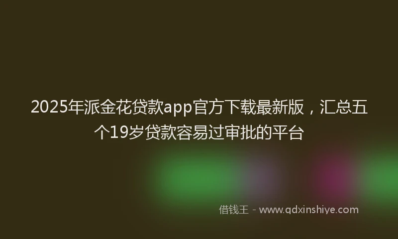 2025年派金花贷款app官方下载最新版，汇总五个19岁贷款容易过审批的平台
