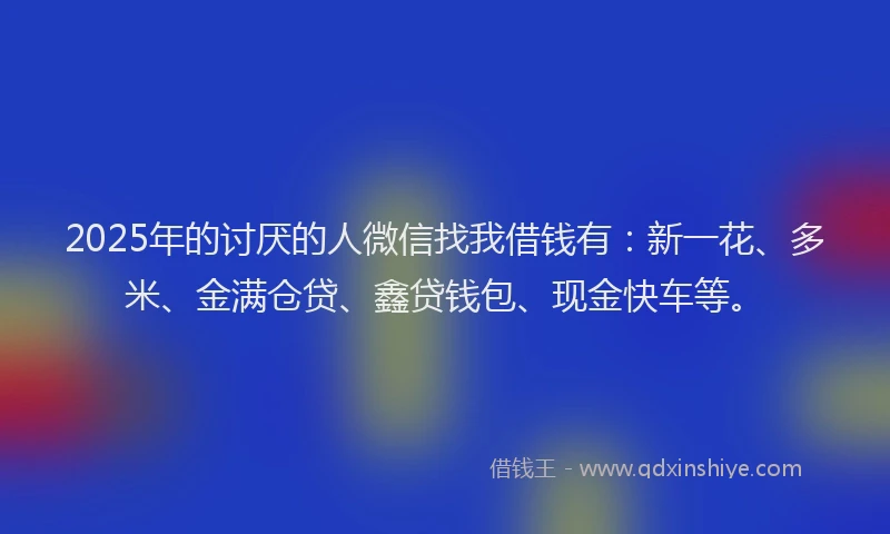 2025年的讨厌的人微信找我借钱有：新一花、多米、金满仓贷、鑫贷钱包、现金快车等。