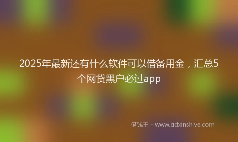 2025年最新还有什么软件可以借备用金，汇总5个网贷黑户必过app