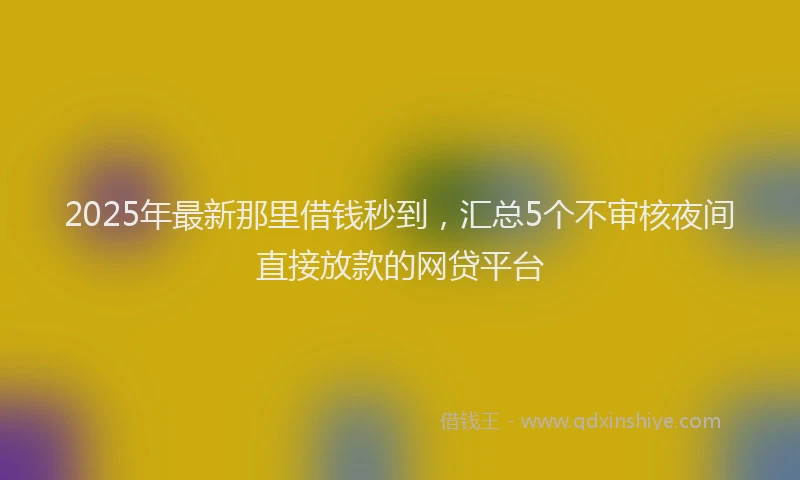 2025年最新那里借钱秒到，汇总5个不审核夜间直接放款的网贷平台