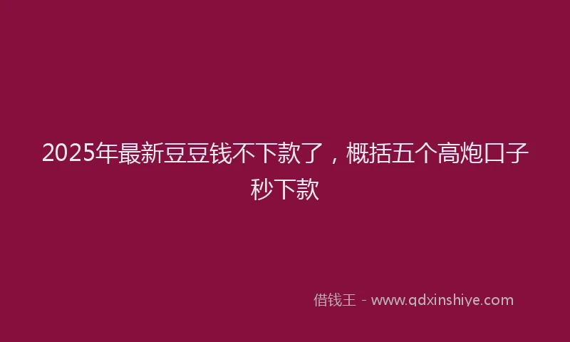 2025年最新豆豆钱不下款了，概括五个高炮口子秒下款