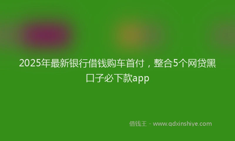 2025年最新银行借钱购车首付，整合5个网贷黑口子必下款app