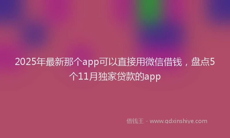2025年最新那个app可以直接用微信借钱，盘点5个11月独家贷款的app