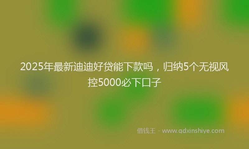2025年最新迪迪好贷能下款吗，归纳5个无视风控5000必下口子