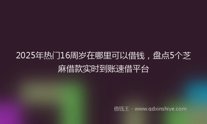 2025年热门16周岁在哪里可以借钱，盘点5个芝麻借款实时到账速借平台