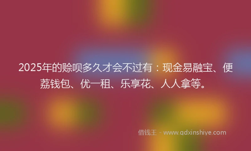 2025年的赊呗多久才会不过有：现金易融宝、便荔钱包、优一租、乐享花、人人拿等。