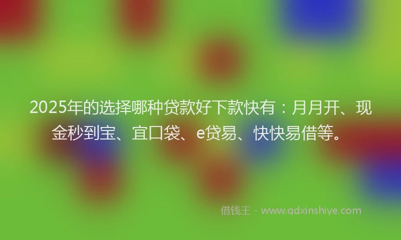 2025年的选择哪种贷款好下款快有：月月开、现金秒到宝、宜口袋、e贷易、快快易借等。