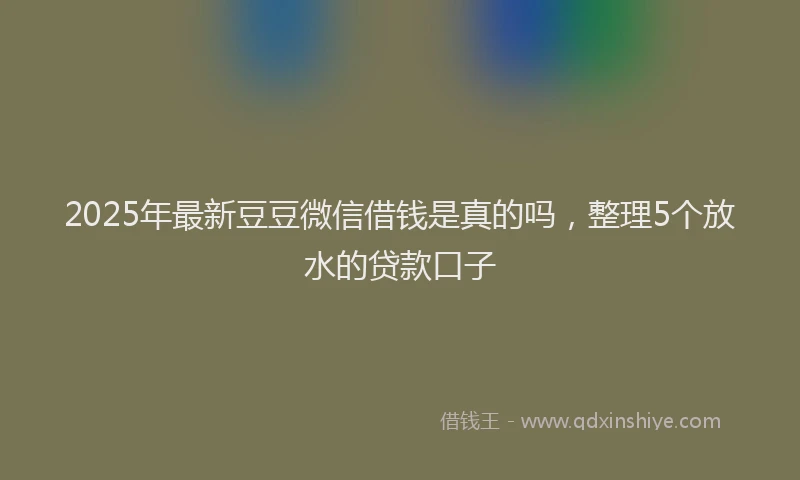 2025年最新豆豆微信借钱是真的吗，整理5个放水的贷款口子