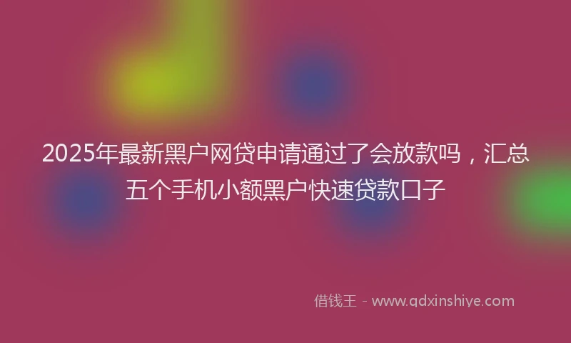 2025年最新黑户网贷申请通过了会放款吗，汇总五个手机小额黑户快速贷款口子