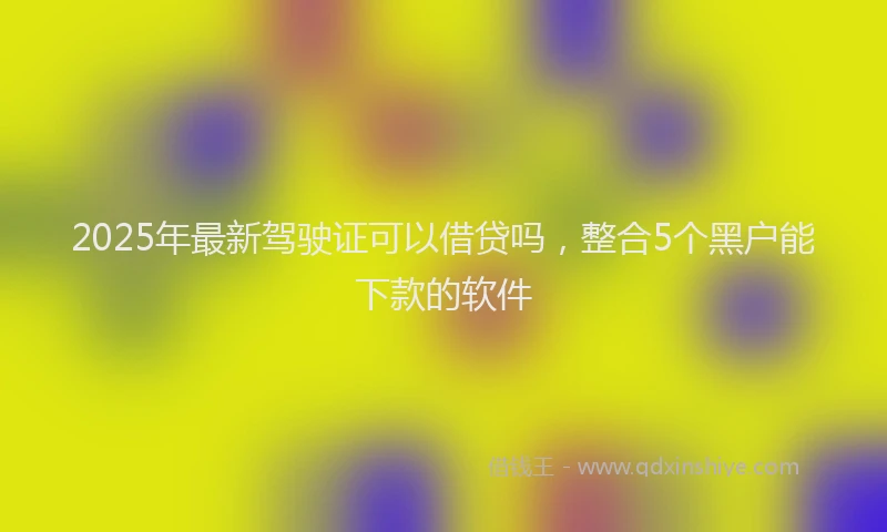 2025年最新驾驶证可以借贷吗，整合5个黑户能下款的软件
