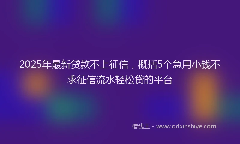 2025年最新贷款不上征信，概括5个急用小钱不求征信流水轻松贷的平台