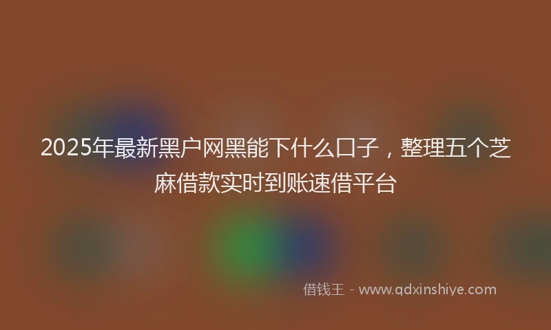 2025年最新黑户网黑能下什么口子，整理五个芝麻借款实时到账速借平台
