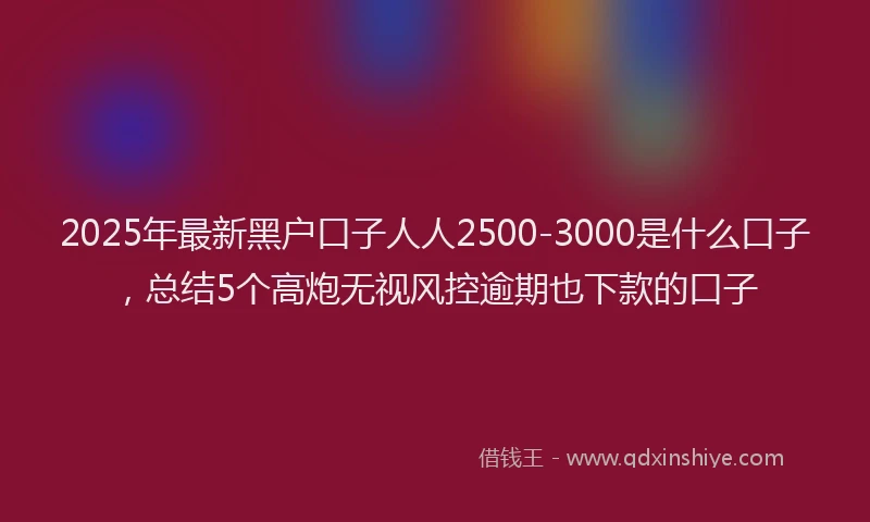 2025年最新黑户口子人人2500-3000是什么口子，总结5个高炮无视风控逾期也下款的口子