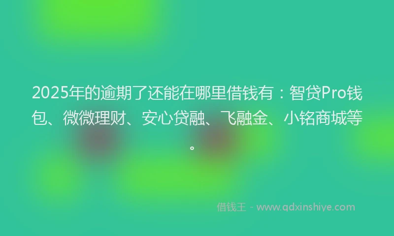 2025年的逾期了还能在哪里借钱有：智贷Pro钱包、微微理财、安心贷融、飞融金、小铭商城等。