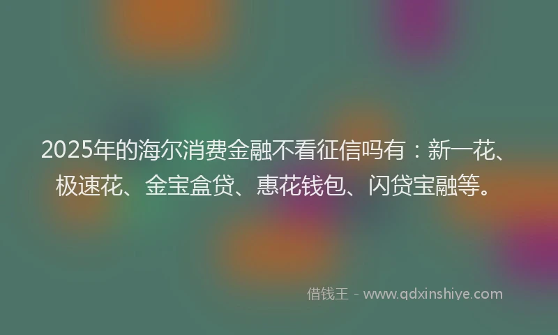 2025年的海尔消费金融不看征信吗有：新一花、极速花、金宝盒贷、惠花钱包、闪贷宝融等。