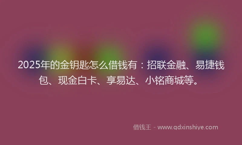 2025年的金钥匙怎么借钱有：招联金融、易捷钱包、现金白卡、享易达、小铭商城等。