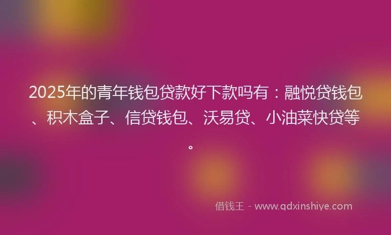 2025年的青年钱包贷款好下款吗有：融悦贷钱包、积木盒子、信贷钱包、沃易贷、小油菜快贷等。