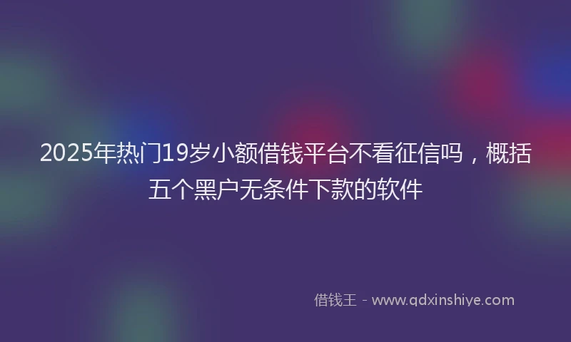 2025年热门19岁小额借钱平台不看征信吗，概括五个黑户无条件下款的软件