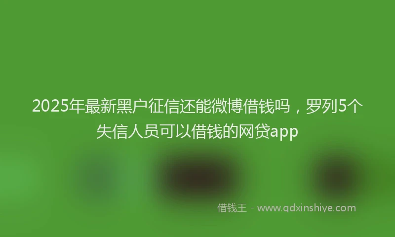 2025年最新黑户征信还能微博借钱吗，罗列5个失信人员可以借钱的网贷app