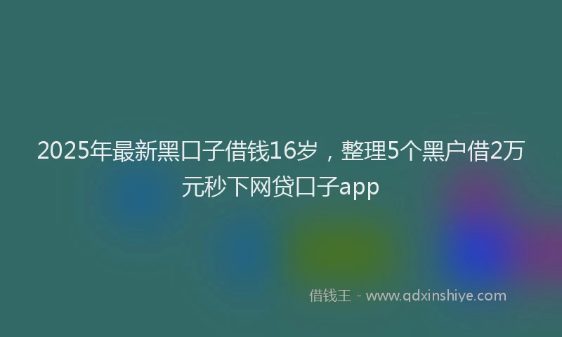 2025年最新黑口子借钱16岁，整理5个黑户借2万元秒下网贷口子app