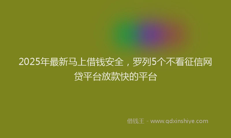 2025年最新马上借钱安全，罗列5个不看征信网贷平台放款快的平台