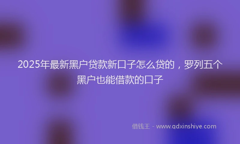 2025年最新黑户贷款新口子怎么贷的，罗列五个黑户也能借款的口子