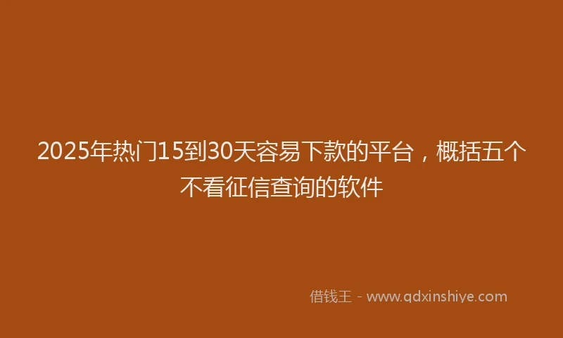 2025年热门15到30天容易下款的平台，概括五个不看征信查询的软件