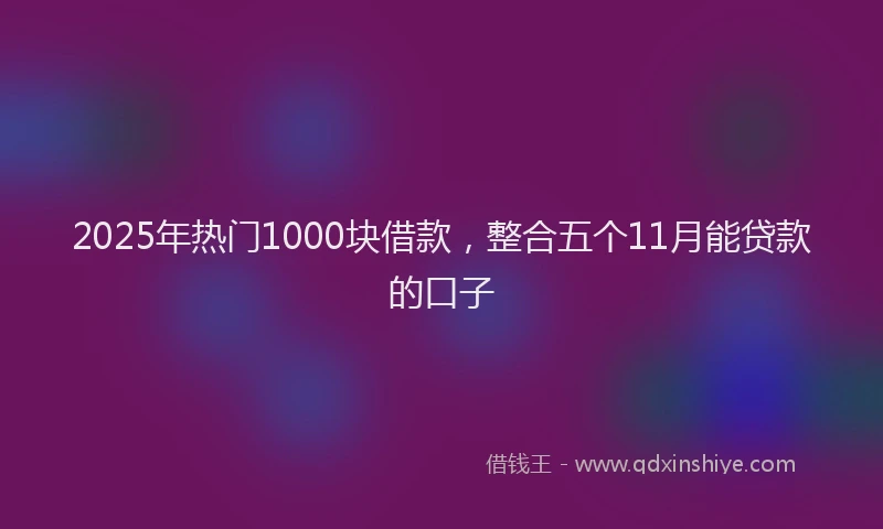 2025年热门1000块借款，整合五个11月能贷款的口子