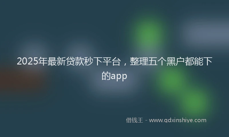 2025年最新贷款秒下平台，整理五个黑户都能下的app