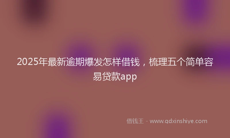 2025年最新逾期爆发怎样借钱，梳理五个简单容易贷款app