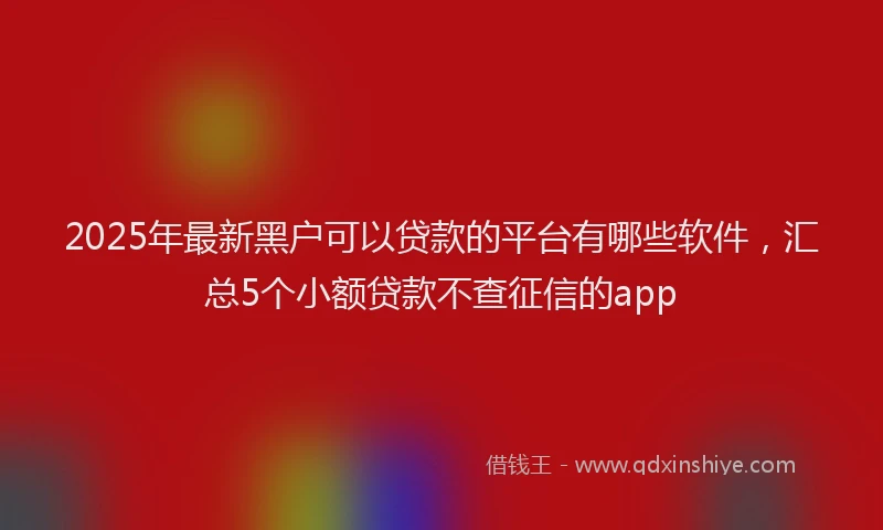 2025年最新黑户可以贷款的平台有哪些软件，汇总5个小额贷款不查征信的app