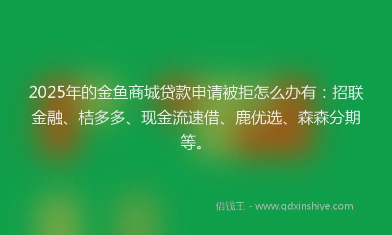 2025年的金鱼商城贷款申请被拒怎么办有：招联金融、桔多多、现金流速借、鹿优选、森森分期等。