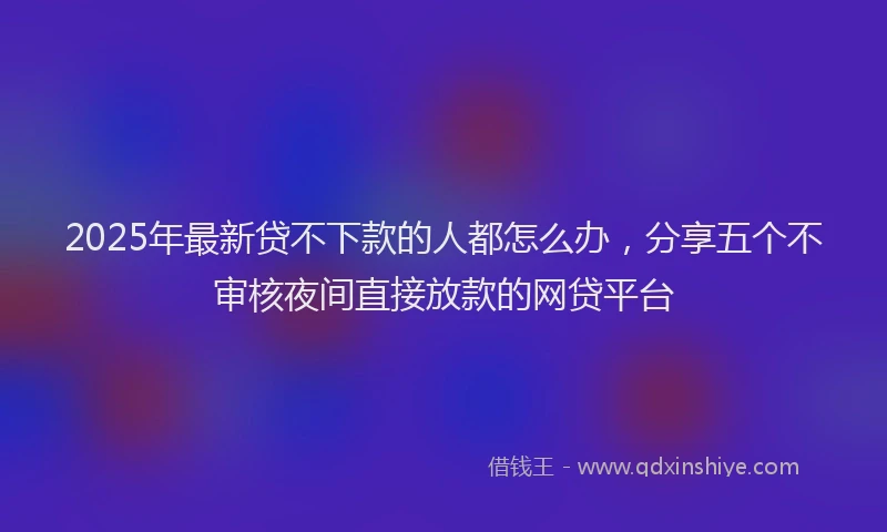 2025年最新贷不下款的人都怎么办，分享五个不审核夜间直接放款的网贷平台