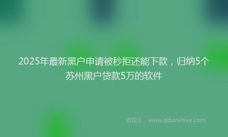 2025年最新黑户申请被秒拒还能下款，归纳5个苏州黑户贷款5万的软件
