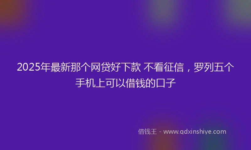 2025年最新那个网贷好下款 不看征信，罗列五个手机上可以借钱的口子