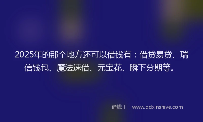 2025年的那个地方还可以借钱有：借贷易贷、瑞信钱包、魔法速借、元宝花、瞬下分期等。